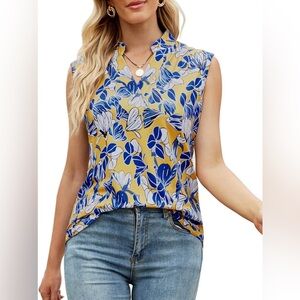 Women's Tank Tops V Neck Blouses Summer Sleeveless Casual Shirt